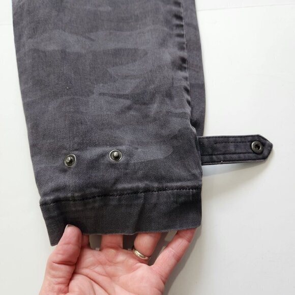 Express Cropped Straight Pant Womens 2 Gray Camo High Rise Cinched Jogger Cuff - Picture 7 of 9